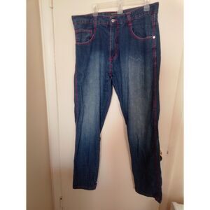 Southpole Y2K Faded Dark Wash Wide Leg Baggy Jeans - 38/36